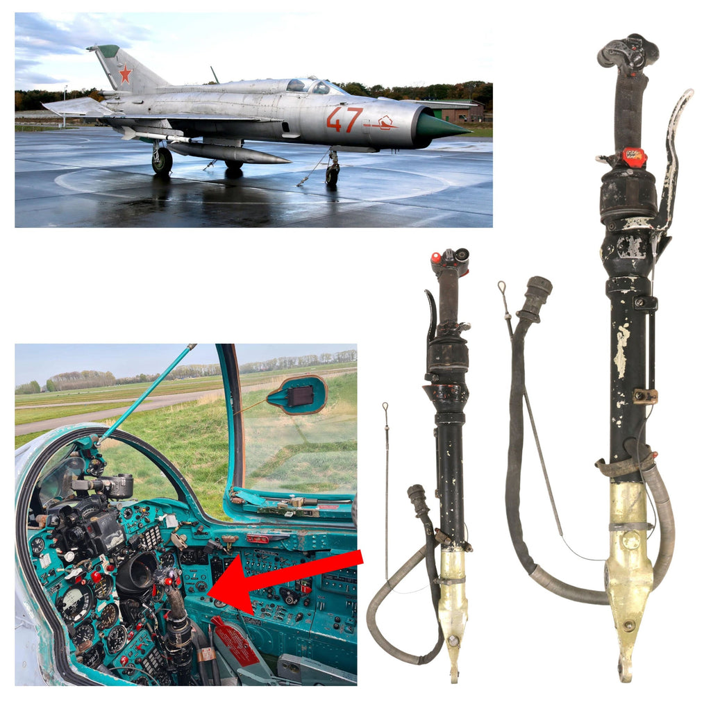 Original Soviet Cold War Mikoyan-Gurevich MiG-21 Supersonic Jet Fighter Control Stick Assembly with Wiring Original Items