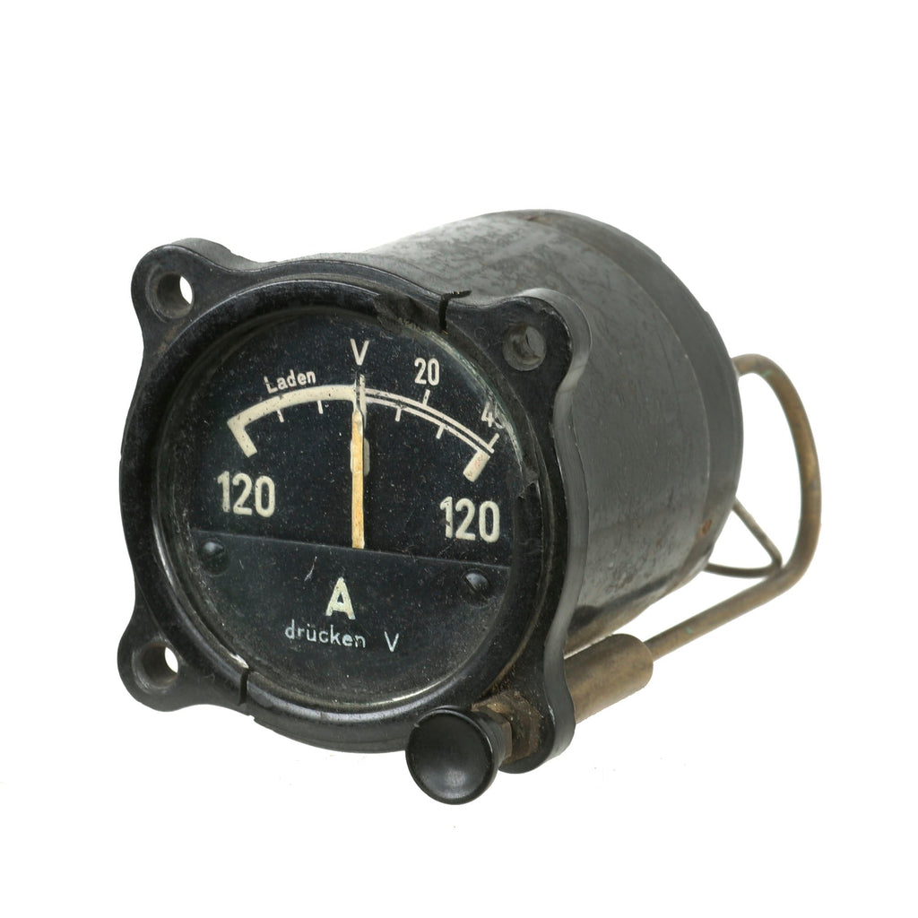 Original German WWII Luftwaffe Aircraft Voltage Meter with Data Plate Original Items