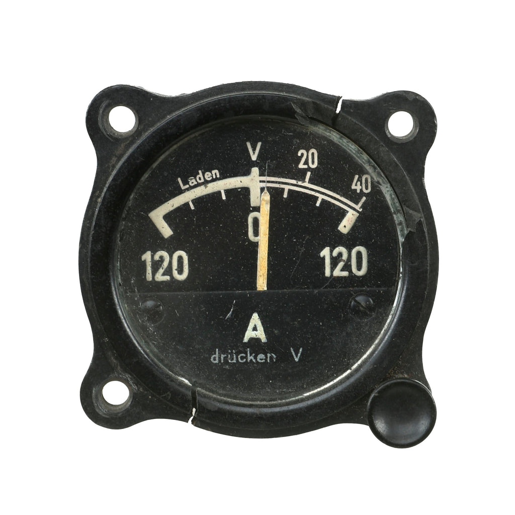 Original German WWII Luftwaffe Aircraft Voltage Meter with Data Plate Original Items