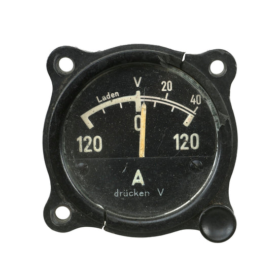 Original German WWII Luftwaffe Aircraft Voltage Meter with Data Plate Original Items
