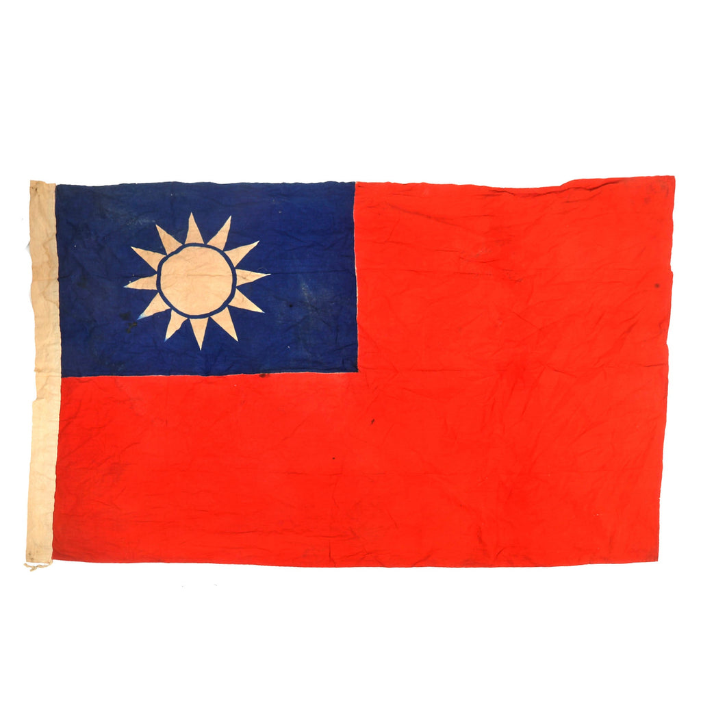 Original Chinese WWII National Flag of the Republic of China with Faint Header Markings - 36 x 58” Original Items