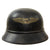 Original German WWII M38 Luftschutz Beaded Gladiator Air Defense Helmet with Single Piece Shell, Liner, and Chinstrap Original Items