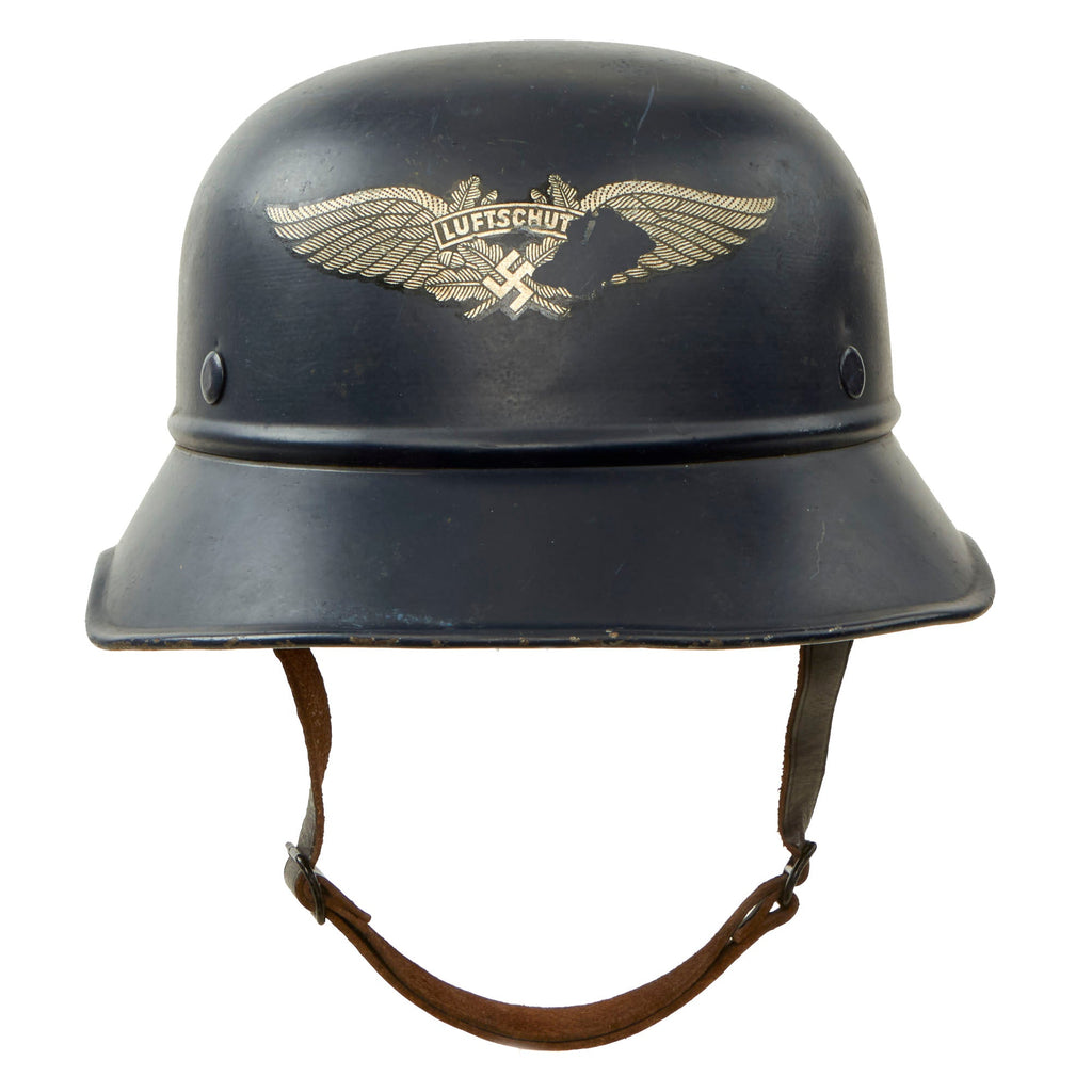 Original German WWII M38 Luftschutz Beaded Gladiator Air Defense Helmet with 58cm Liner - dated 1938 Original Items