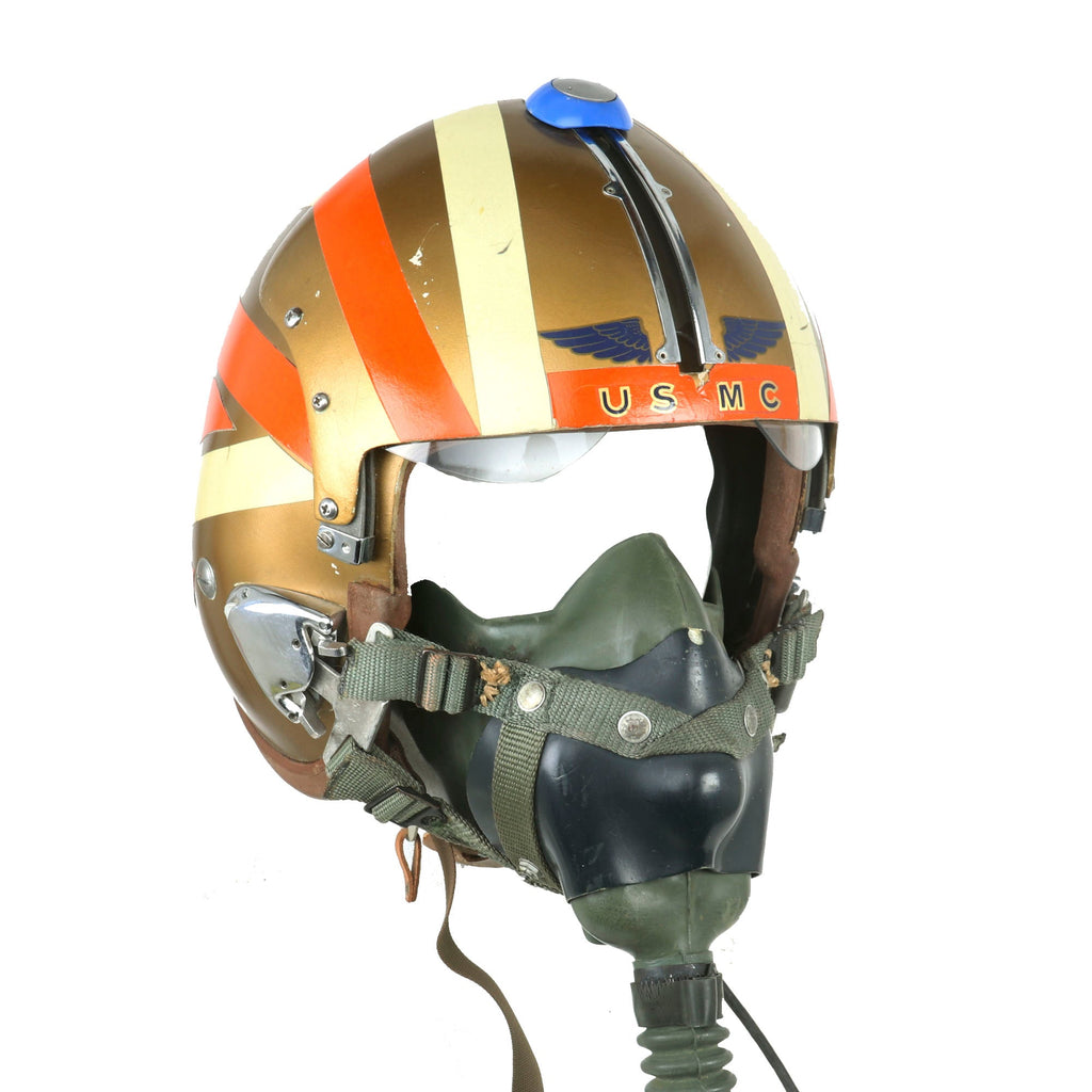 Original U.S. Vietnam War Era USMC APH-5 Flight Helmet with Oxygen Mask & Adjustable Visor Original Items