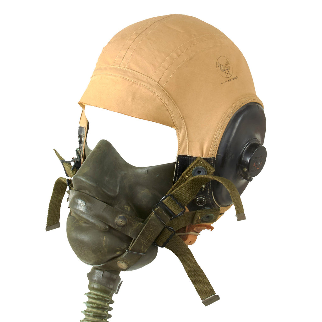Original U.S. WWII Army Air Force Aviator Flight Helmet Set with A-14-A Mask & AN-H-15 Helmet Original Items