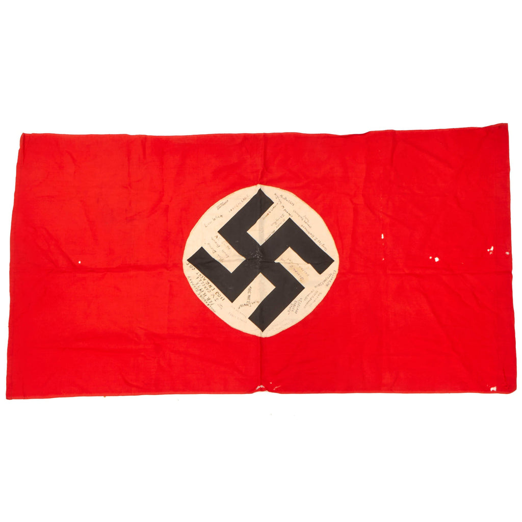 Original German WWII 1303rd Engineer G.S. Regt. USGI Captured & Signed NSDAP Double Sided Political Banner Flag - 30" x 56" Original Items