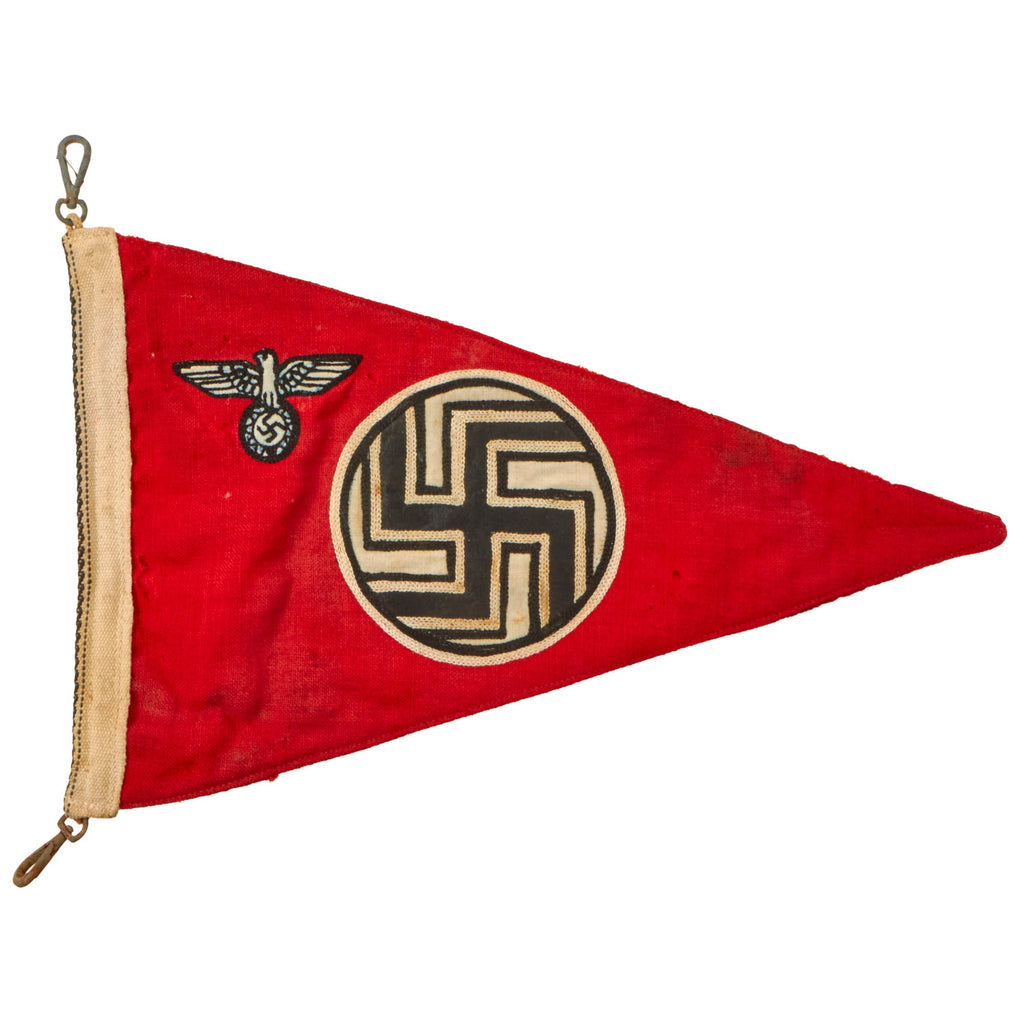 Original German WWII NSDAP State Service Staff Vehicle Pennant Flag - 7 ½" x 12" Original Items