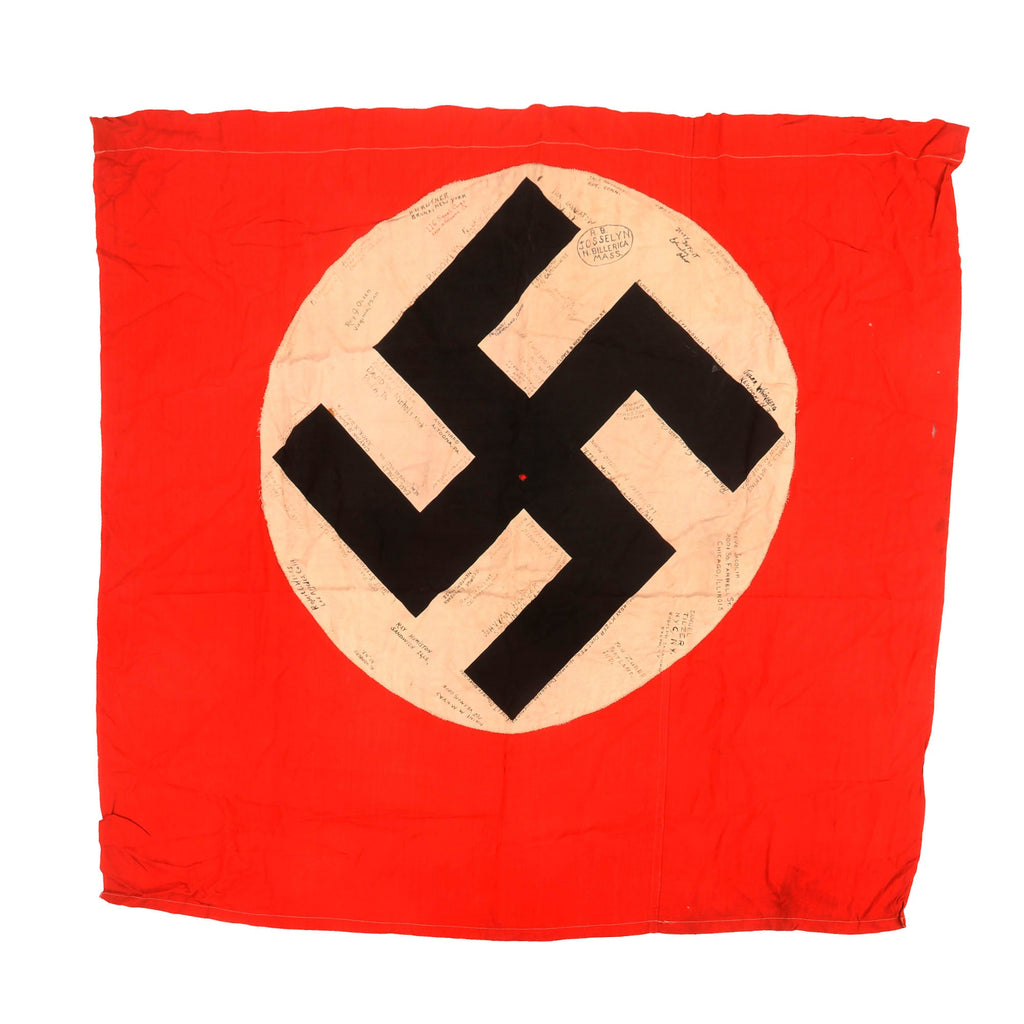 Original German WWII USGI Captured & Signed Flag with 52 Signatures - 116th Signal Radio Intelligence Company - 40 x 44” Original Items