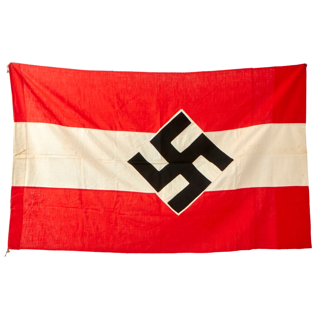 Original German WWII HJ National Youth Organization Company Parade Flag with Hanger Clips - 31" x 50" Original Items
