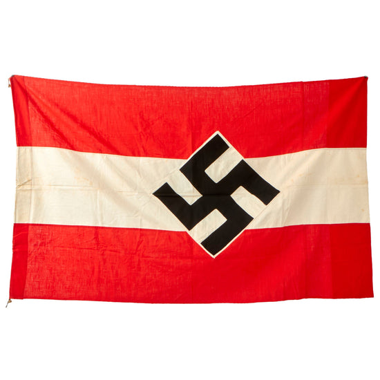 Original German WWII HJ National Youth Organization Company Parade Flag with Hanger Clips - 31" x 50" Original Items