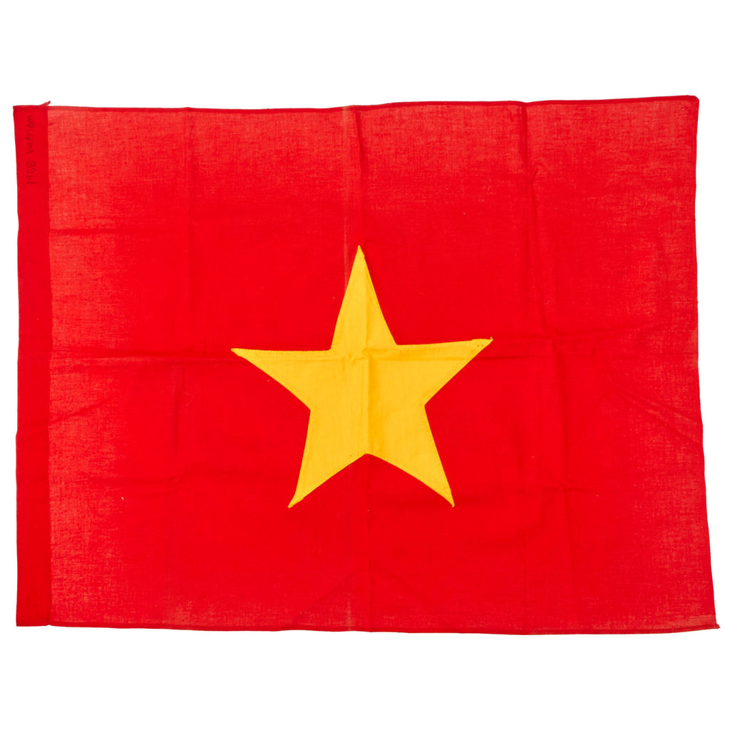 Original U.S. Vietnam War Bringback North Vietnamese People’s Army Flag with 1968 Vietnam Inscription - 21 ½ x 27” Original Items