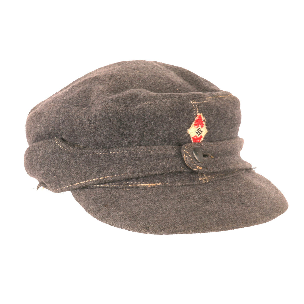 Original German WWII HJ Flak Helper M43 Feldmütze Field Cap in size 58 - dated 1944 Original Items