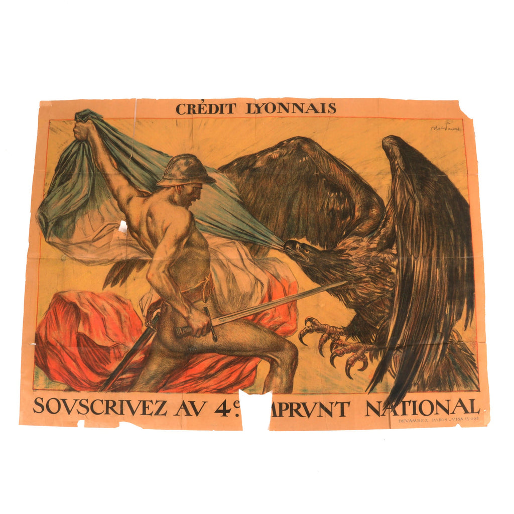 Original French WWI Crédit Lyonnais 4th National Bond Propaganda Poster - 30¾ x 43¼” Original Items