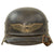Original German WWII Luftschutz Civil Air Defense Beaded M35 Helmet with 56cm Liner & Chinstrap - marked EF64 Original Items