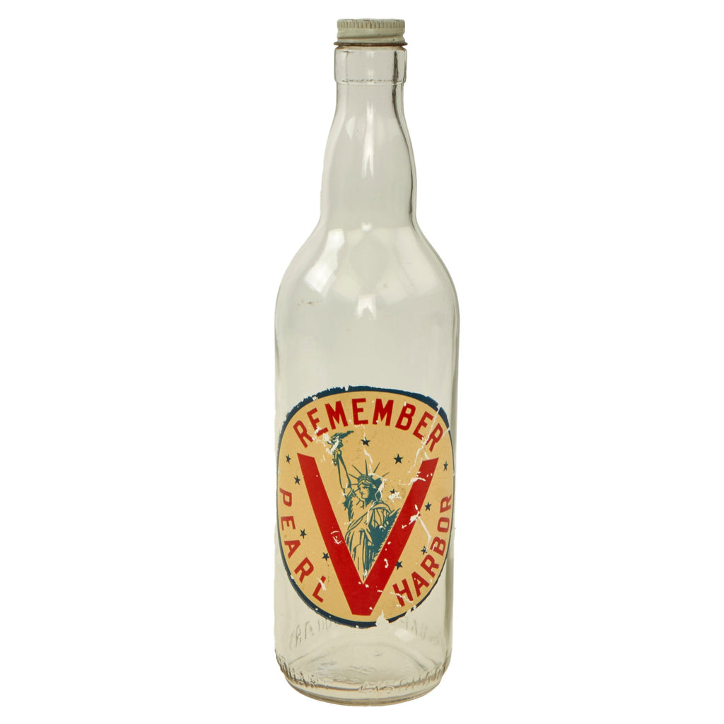 Original U.S. WWII “Remember Pearl Harbor” Victory Loan Glass Bottle & Cap Original Items