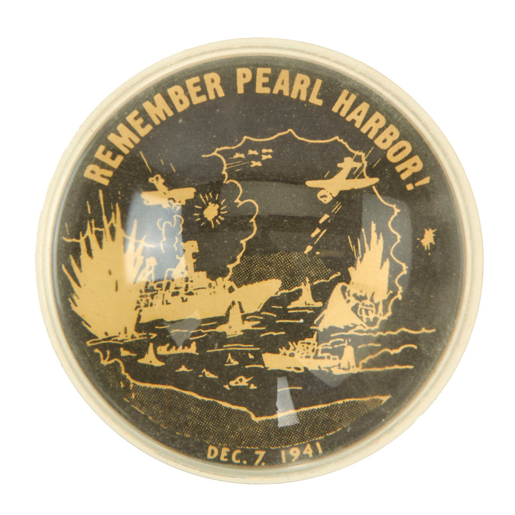 Original U.S. WWII “Remember Pearl Harbor” Glass Paperweight by Newton Mfg. Co. Original Items