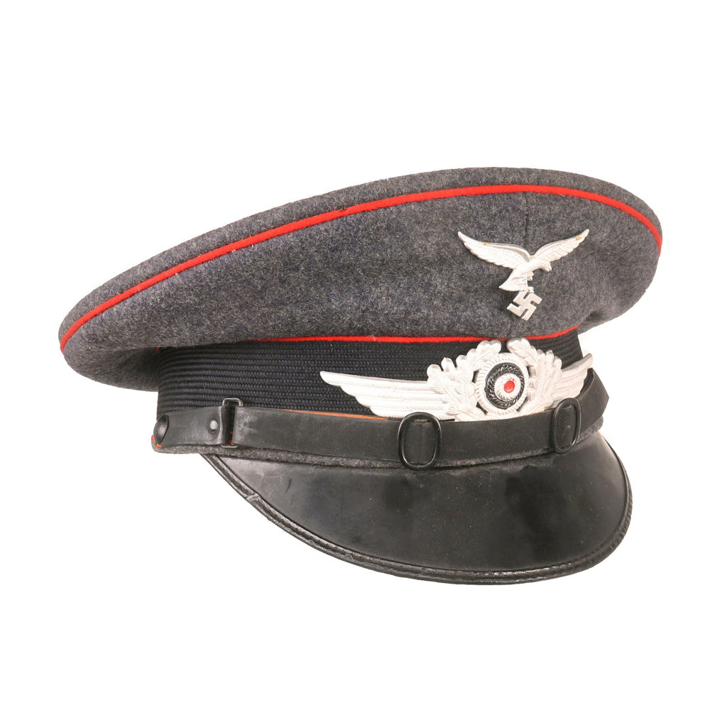 Original German WWII Luftwaffe Flakkorps Unit Marked EM/NCO Visor Cap by CRIHA Christian Haug in Size 56 ½ - Dated 1937 Original Items