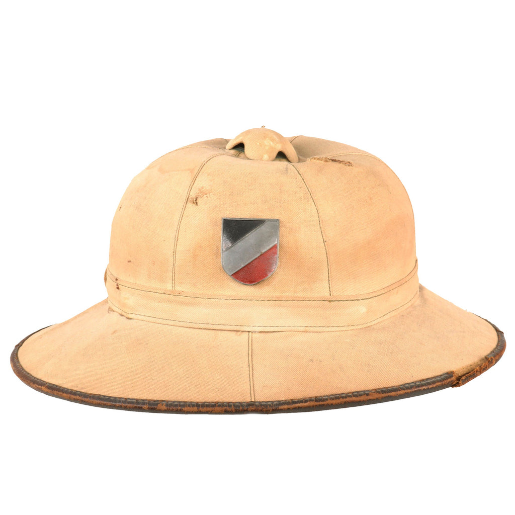 Original German WWII First Model DAK Afrikakorps Sun Helmet with Badges - Size 56 Original Items