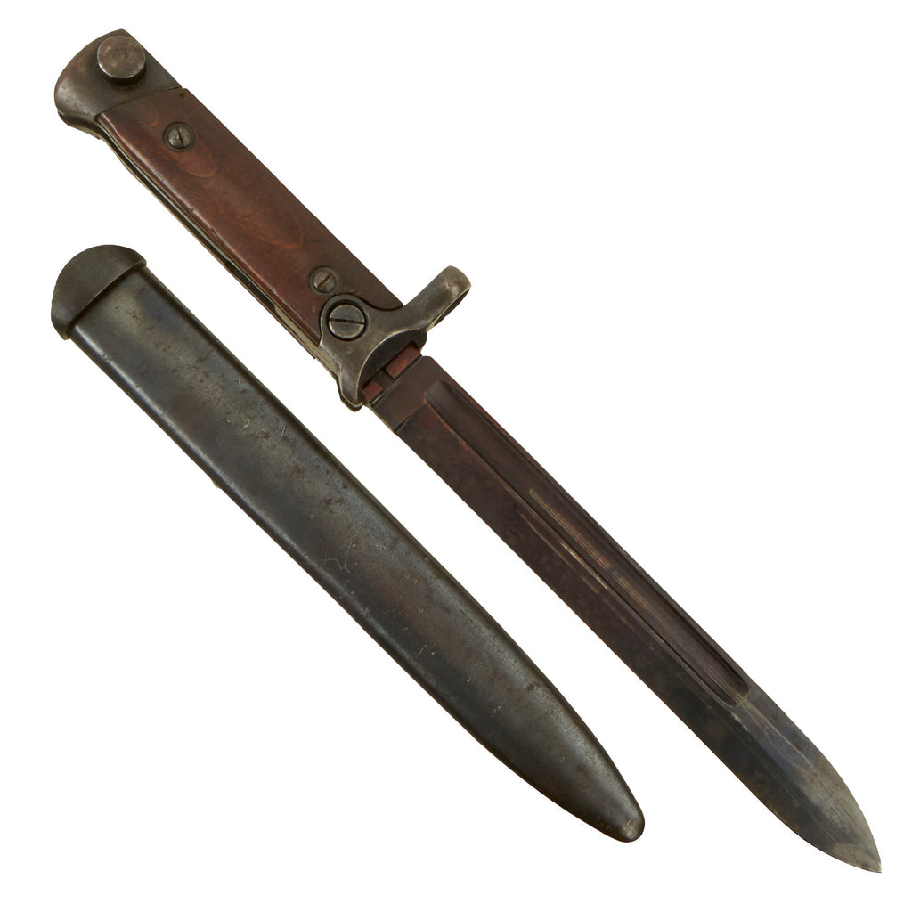 Original Italian WWII M1938 Mannlicher Carcano Short Rifle Folding Bayonet with Scabbard Original Items