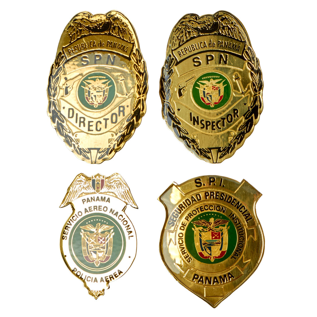 Original Panamanian Operation Just Cause Era Police & Presidential Security Badges - Lot of Four Original Items
