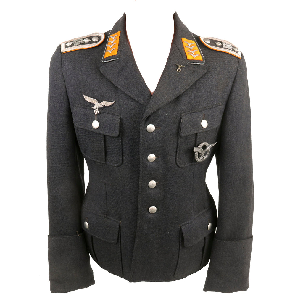 Original German WWII Luftwaffe War School Flight Oberfeldwebel NCO Fliegerbluse Uniform Tunic with FLL Attributed Pilot's Badge Original Items