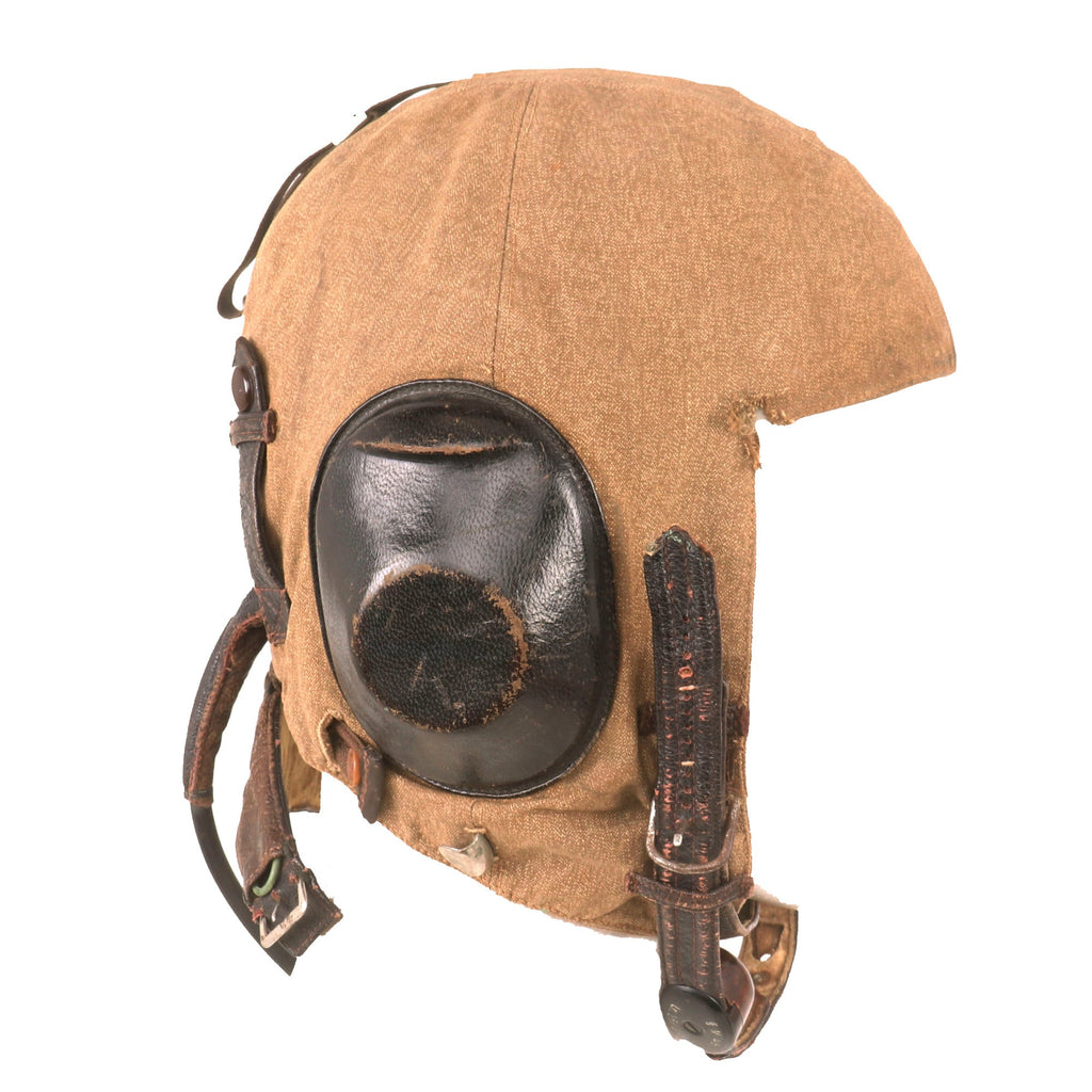 Original WWII German 1939 Luftwaffe LKP S101 Summer Pilot Flying Helmet with Earphones & Partial Avionics Original Items