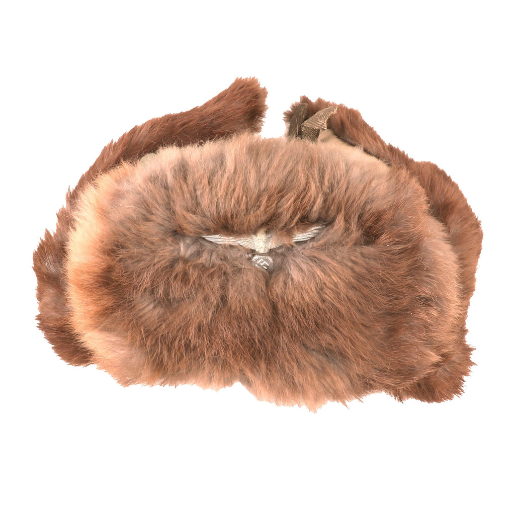 Original German WWII Eastern Front Heer Army Rabbit Fur Pelzmütze Winter Hat with RBNr. Marking - Size 56 Original Items