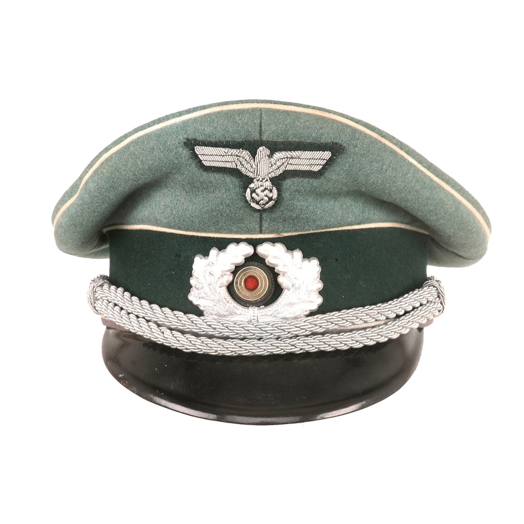 Original German WWII Named Army Heer Infantry Officers Schirmmütze Visor Cap with Embroidered Eagle - Size 57 Original Items