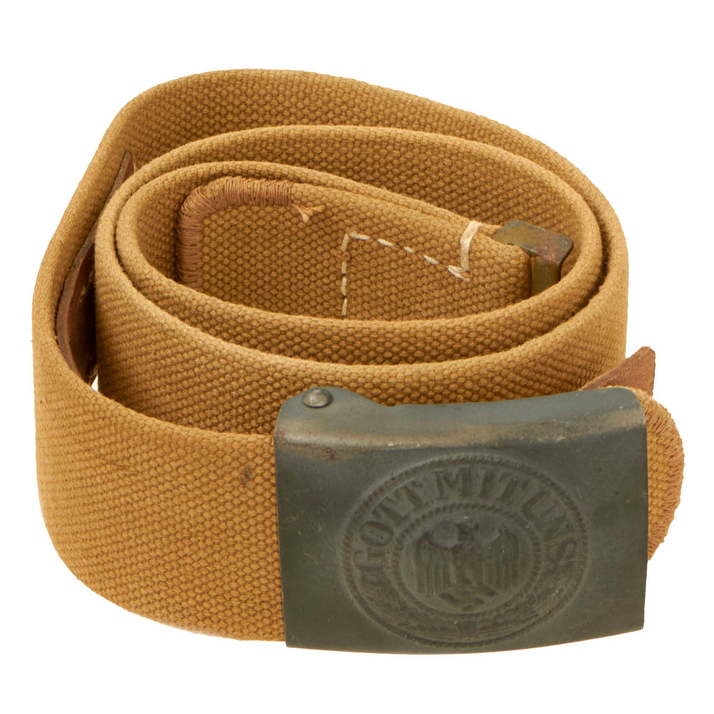 Original German WWII Rare Tropical Afrikakorps DAK Web Belt with Steel Buckle - Unissued Original Items