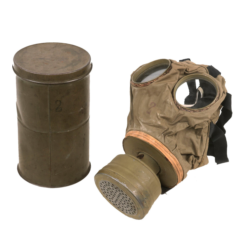 Original U.S. WWI Experimental Navy M1917 Mark I Gas Mask in Canister - Mouth Canister Type - Rare Original Items