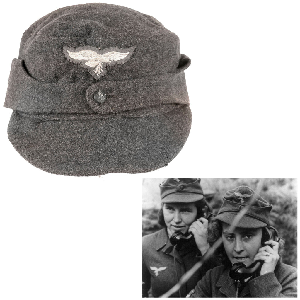 Original German WWII Flakhelferin Female Flak Helper M43 Feldmütze Field Cap in Size 57cm - Dated 1944 Original Items