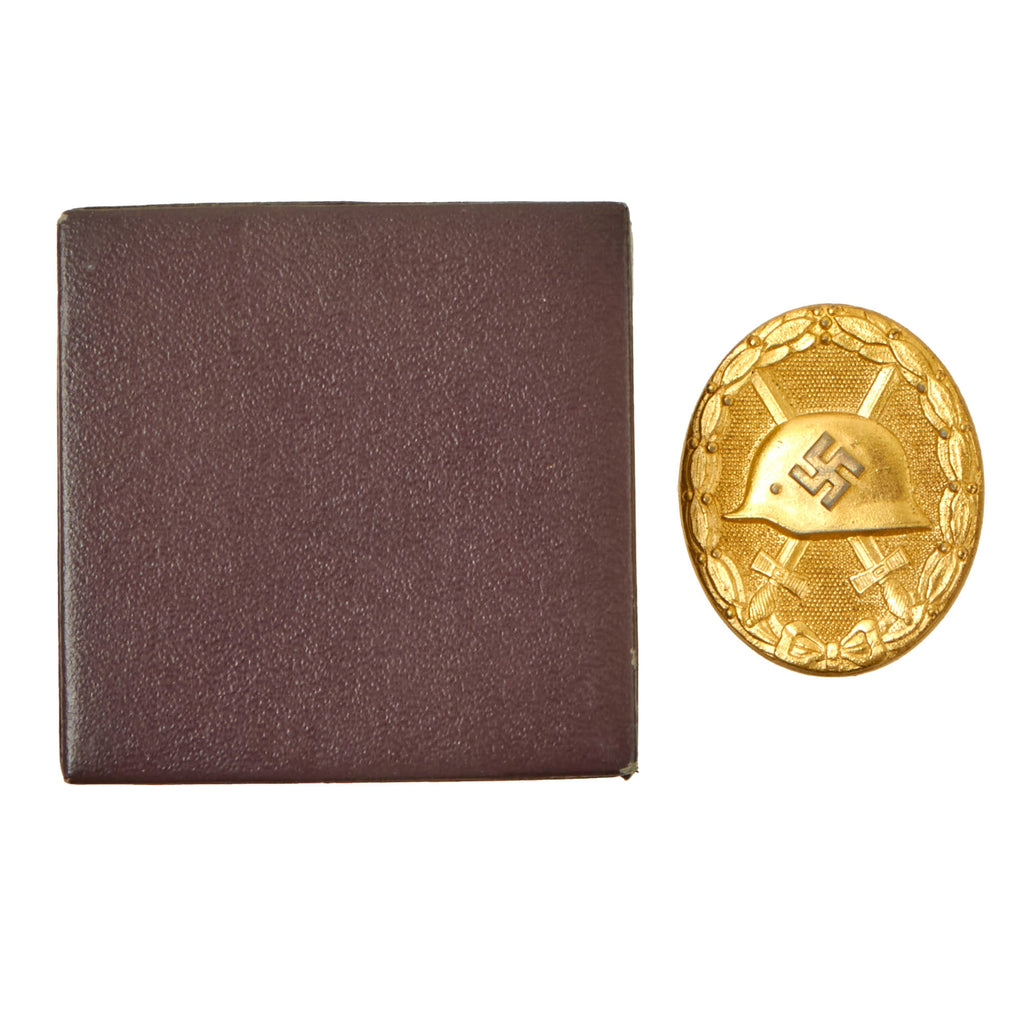 Original German WWII Gold Wound Badge by Carl Wild of Hamburg in Original Case Original Items