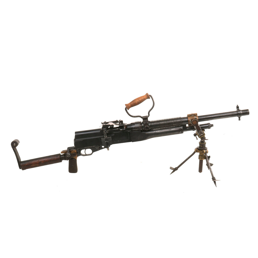Original British WWI Hotchkiss .303 Portative Aluminum Receiver Display LMG with Tripod, Shoulder Stock & Carry Handle Original Items