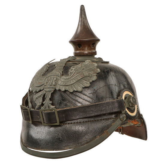 Original Imperial German WWI Prussian Unit-Marked EM/NCO Infantry M1915 Pickelhaube Spiked Helmet Dated 1916 with Reproduction Fittings - 21st Pionierbataillon “Combat Engineer” Size 56 Original Items