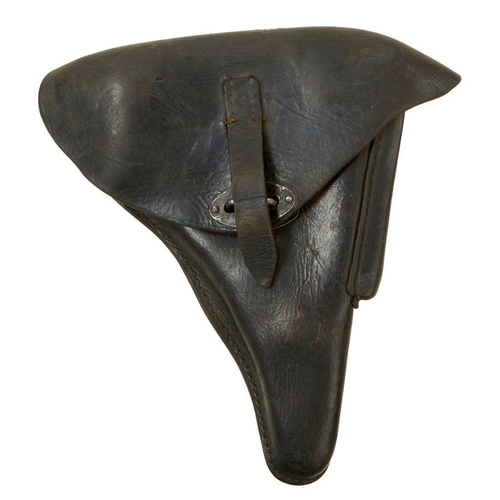 Original German WWII Service-Used Walther P.38 Black Leather Hardshell Holster Original Items