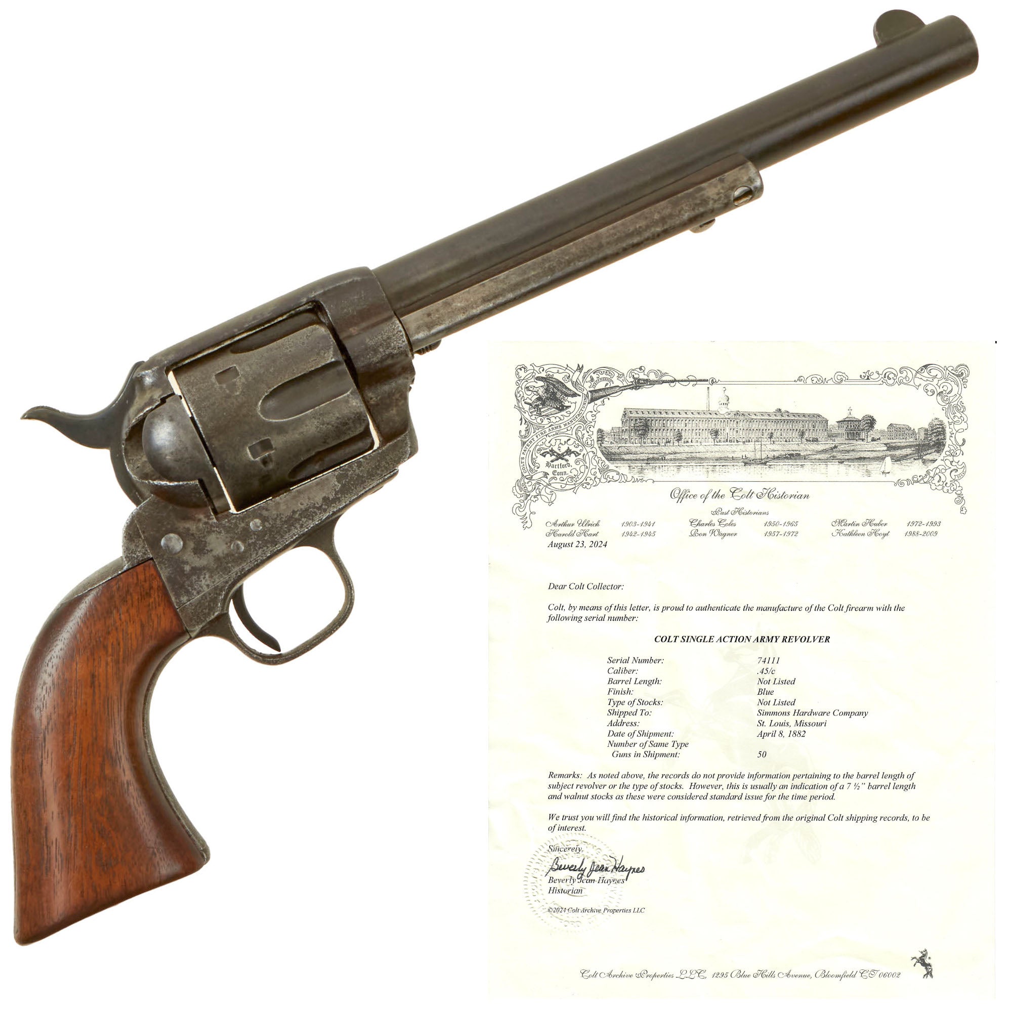 Original U.S. Colt .45cal Single Action Army Revolver Made in 1882