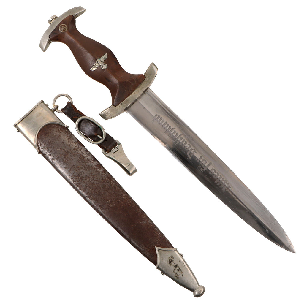 Original German Early WWII SA Dagger by Rare Maker J.A. Henckels Zwillingswerk of Solingen with Scabbard and Hanger Original Items