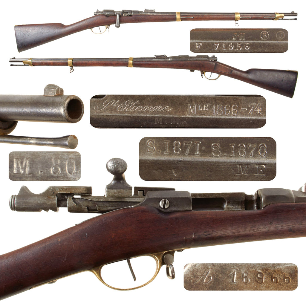 Original French Modèle 1866-74 M80 Brass Mounted Gras Camel Short Rifle by St. Etiénne - Serial F 71956 Original Items