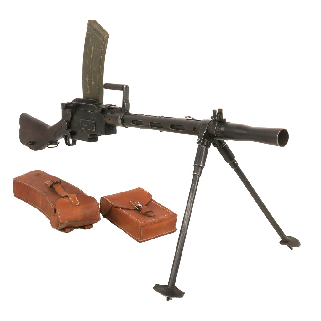 Original WWII Danish Madsen Display Light Machine Gun with Magazine Pouch, Two Magazines, and Tool Pouch - No. 2209 Original Items