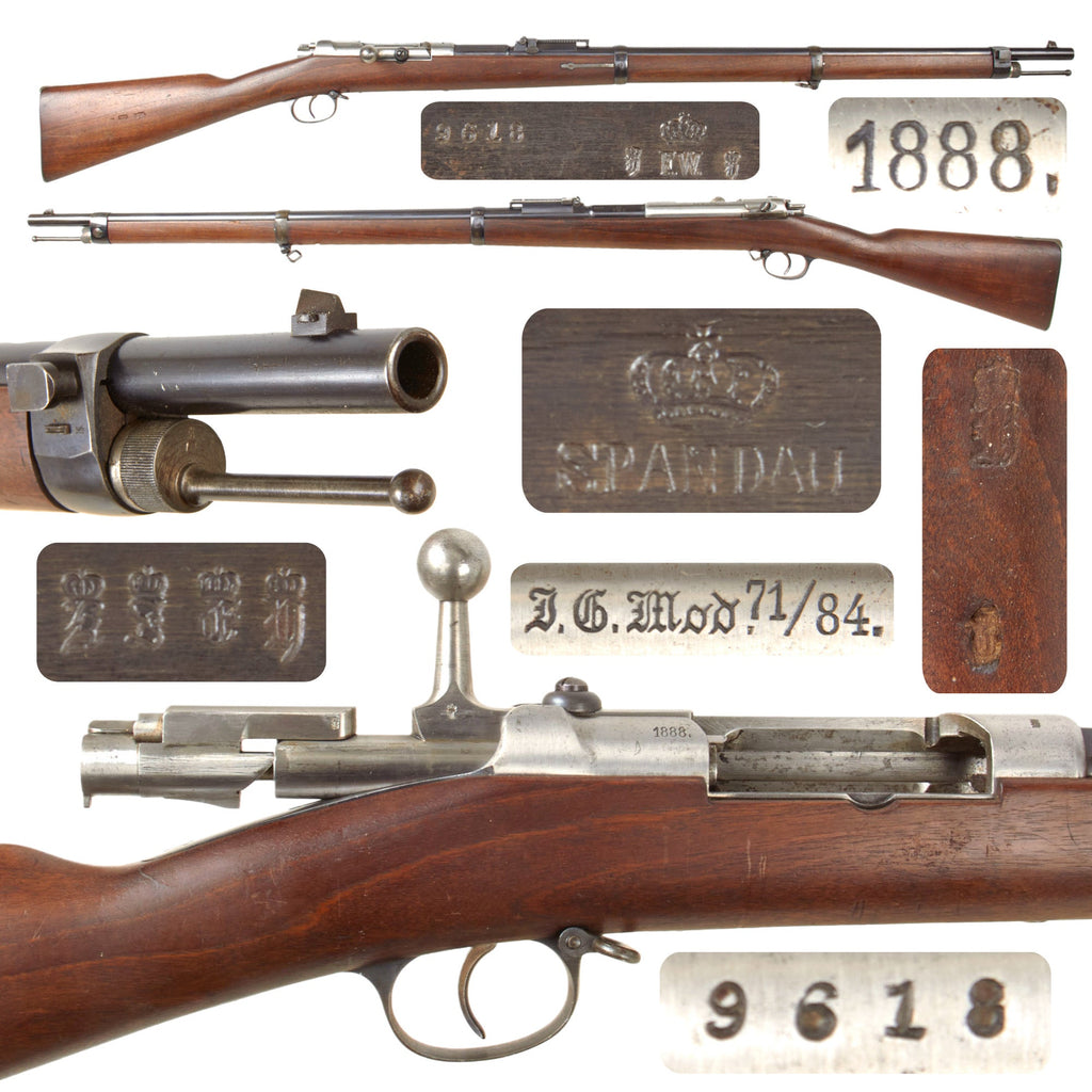 Original Imperial German Excellent Mauser Model 1871/84 Magazine Service Rifle by Spandau Dated 1888 - Serial 9618 Original Items