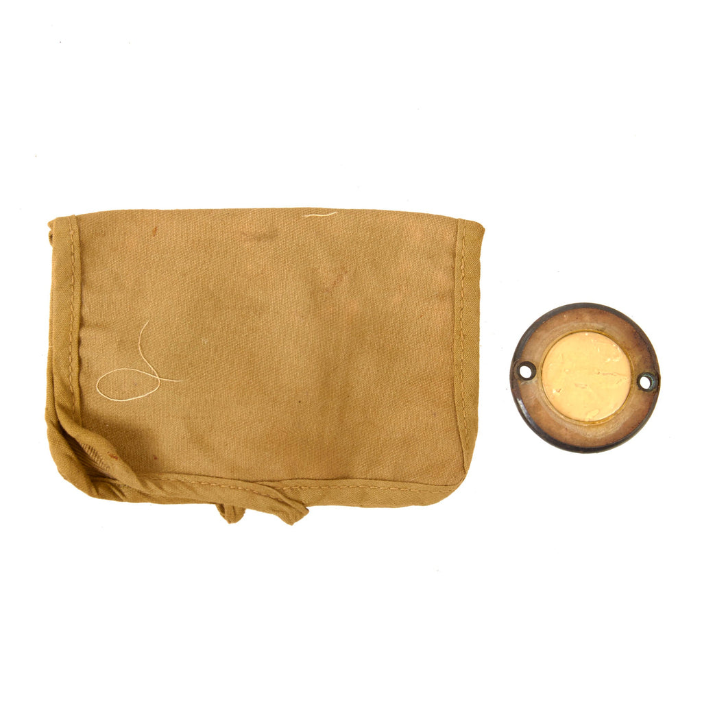 Original U.S. WWII Paratrooper D-Day Normandy Invasion Clip On Luminous Disc Helmet Marker with Non-Regulation Pouch Original Items