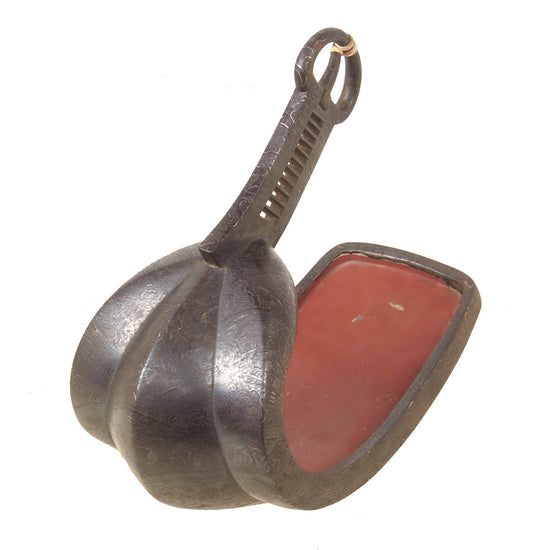 Original Japanese Edo Period Silver-Inlaid Iron Shogun Samurai “Abumi” Stirrup Original Items