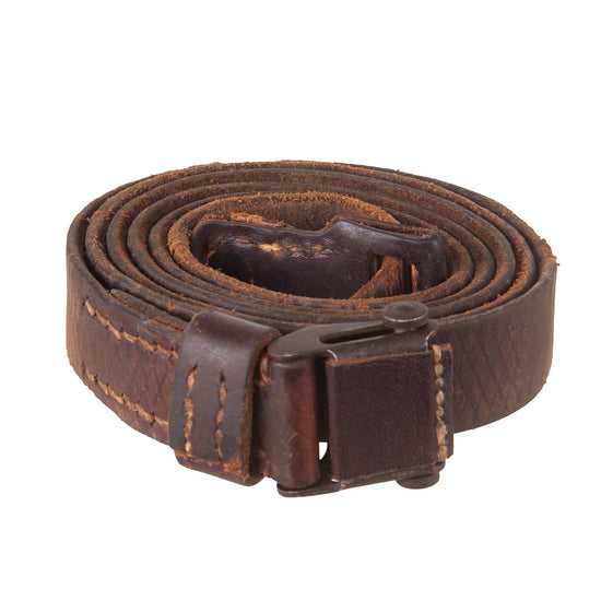 Original German WWII Karabiner 98 kurz K98k Leather Sling with Frog and Keeper - Kar98k Original Items
