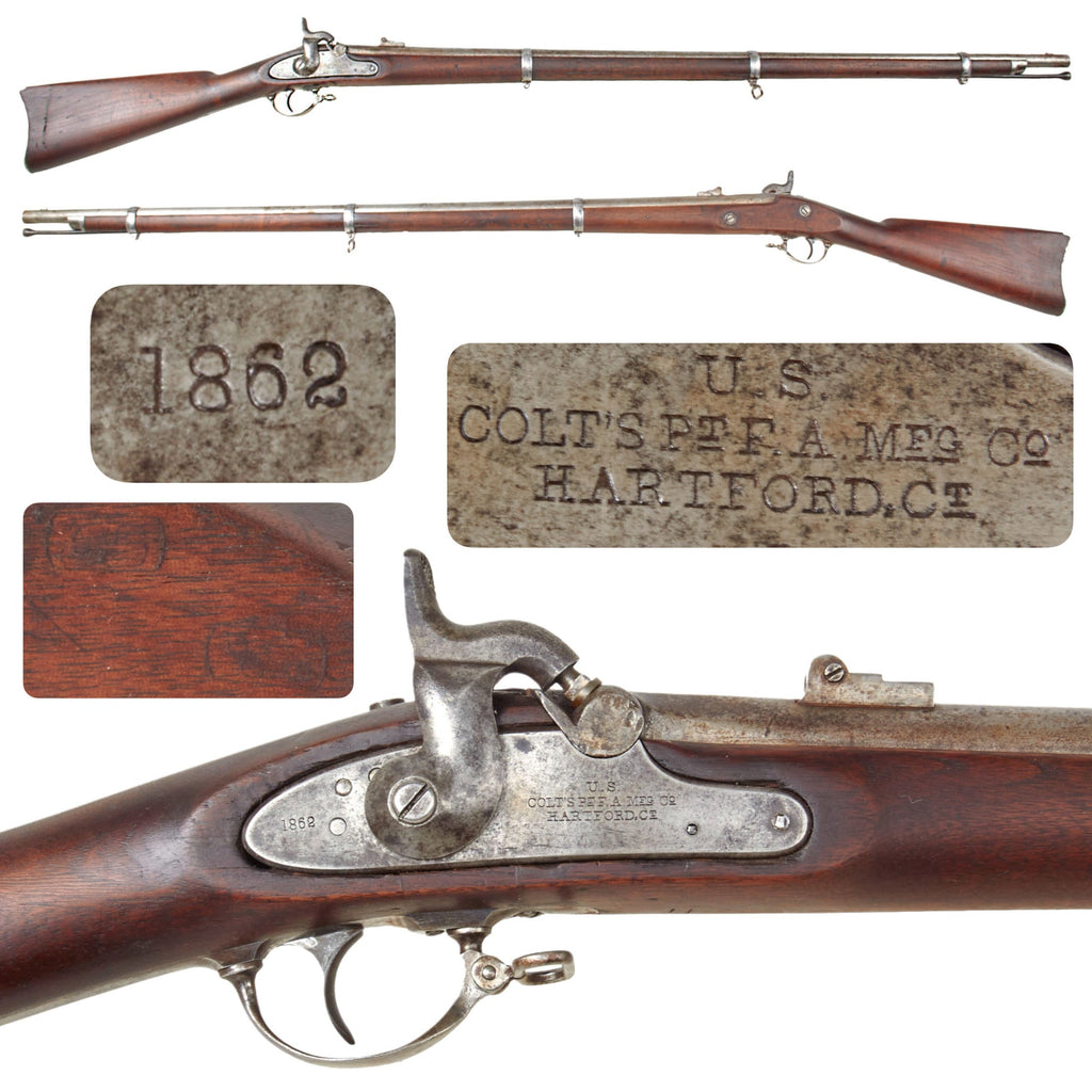 Original U.S. Civil War Springfield Model 1861 Colt Hartford "Special" Rifled Musket with Inspector Cartouches - dated 1862 Original Items