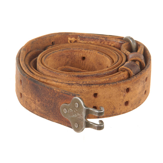 Original U.S. WWII 1944 Dated M1907 Pattern Steel Fitted Leather Sling by BOYT Harness Co. with Both Keepers