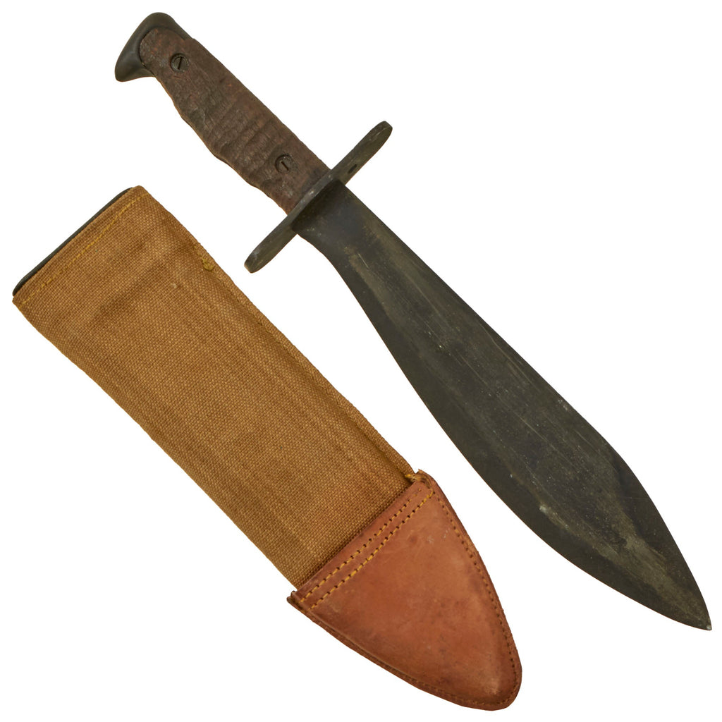 Original U.S. WWI Model 1917 Bolo Knife by Plumb Philadelphia Dated 1918 with 1917-Dated Canvas Scabbard Original Items