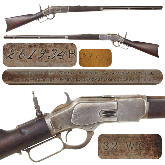 Original U.S. Winchester Model 1873 .32-20 Rifle Made in 1888 with Rare Special Order 32" Octagonal Barrel and Peep Sight - Serial 261934B Original Items
