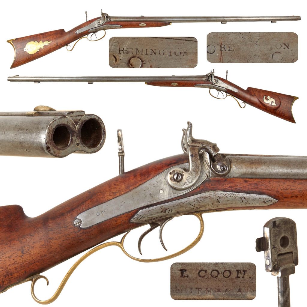 Original 19th Century U.S. Double Barreled Cape Combination Gun by L. Coon of Ithaca with Remington Locks - Circa 1850 Original Items