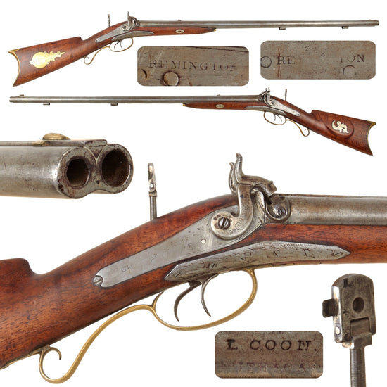 Original 19th Century U.S. Double Barreled Cape Combination Gun by L. Coon of Ithaca with Remington Locks - Circa 1850 Original Items