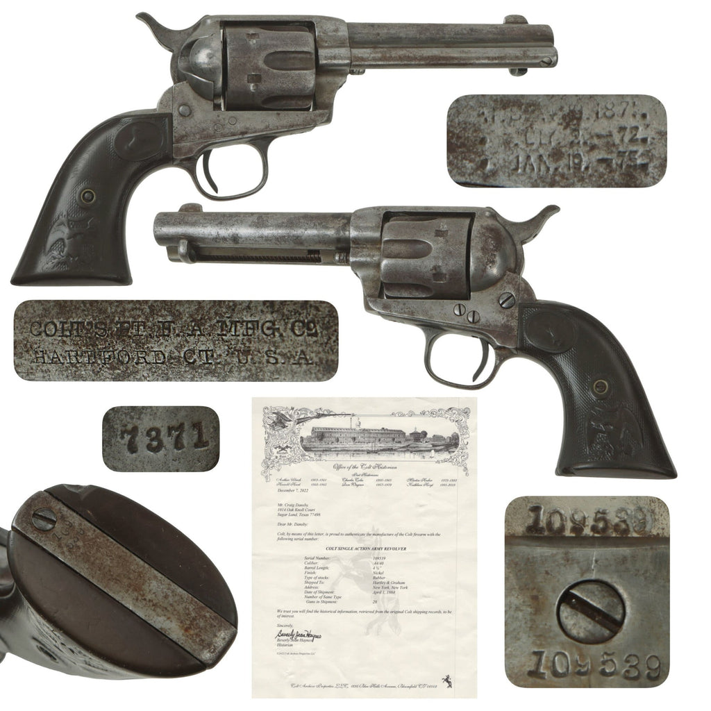 Original U.S. Colt Frontier Six Shooter .44-40 Revolver Made in 1883 with 4 3/4" Barrel and Factory Letter - Serial 109539 Original Items